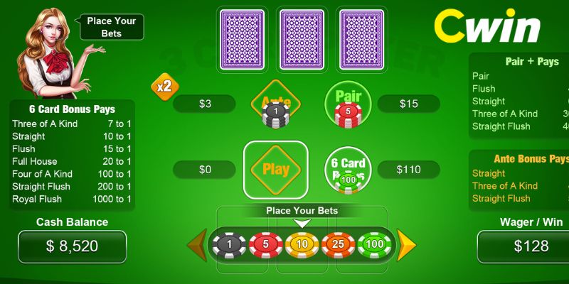 Trải nghiệm nhiều hình thức đánh poker 3 lá hấp dẫn tại CWIN